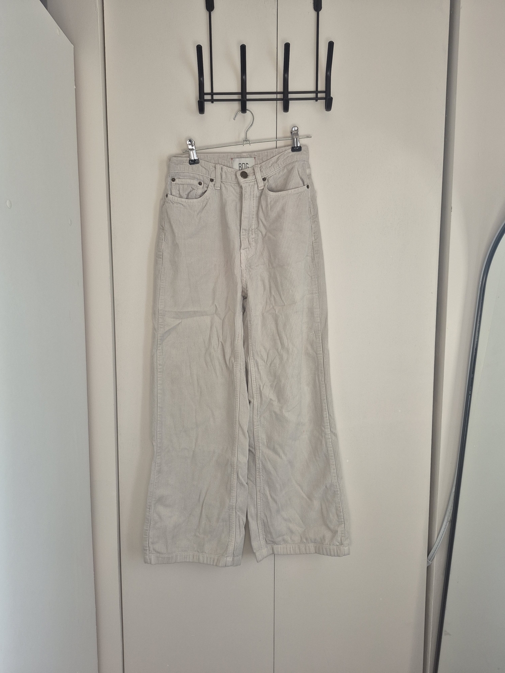 High-Waisted Wide Leg Corduroy Pants - Light Beige